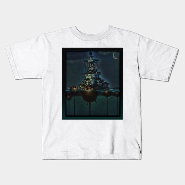 Danger At Sea Kids T-Shirt by rgerhard